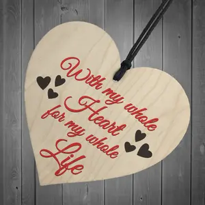 Red Ocean Whole Heart Whole Life Wooden Hanging Heart Plaque