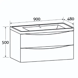 Eden 900mm Wall Hung Vanity Unit in Gloss White & White Glass Basin