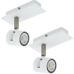 2 PACK Wall Light Colour White Satin Nickel Shades & Back Plate GU10 1x5W Incl