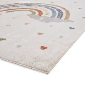 MultiColoured Pictorial 40mm Thick Stain-Resistant Rug for Bedroom, Dining Room, Easy to Clean Modern Rug-120cm X 170cm