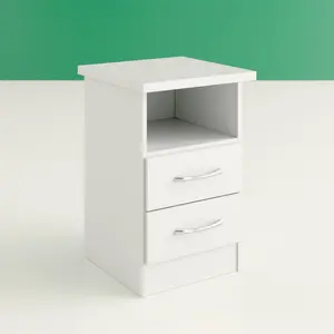 Cascio 2 Drawer Bedside Table White Gloss