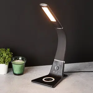 Black Curved LED Desk Lamp with Wireless Phone Charger