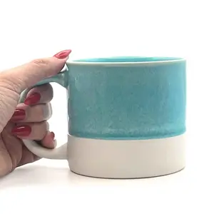 Scandi Home Set of 2 480ml Terra Fusion Turquoise Reactive Glazed Ceramic Mugs