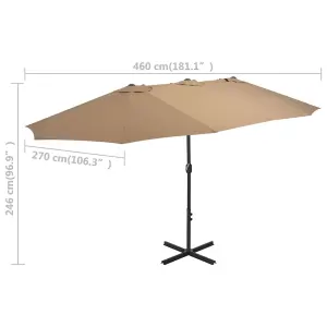 Berkfield Outdoor Parasol with Aluminium Pole 460x270 cm Taupe