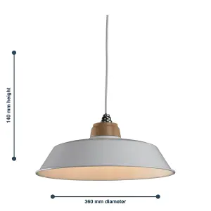 First Choice Lighting Jakob Cream Metal and Wood Easy Fit Pendant Shade