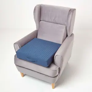 Homescapes Navy Cotton Orthopaedic Foam Armchair Booster Cushion