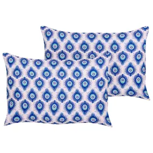 Set of 2 Outdoor Cushions CERIANA Blue