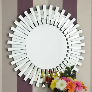 MirrorOutlet Starburst All Glass Stylised Round Mirror 91 x 91cm