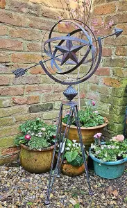 Decorative Metal Armillary Sphere Globe Garden Sculpture with Star