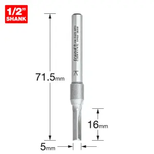 Trend C004X1/4TC Two Flute 1/4" Cutter 5mm Straight Cut Carbide Router Bit