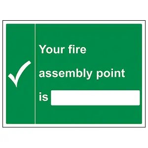 Your Fire Assembly Point Safety Sign - Adhesive Vinyl - 400x300mm (x3)