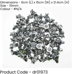 100 PACK 15mm Alloy Rugby Union Boot Studs - Screw-in Silver Grass Shoe Grips