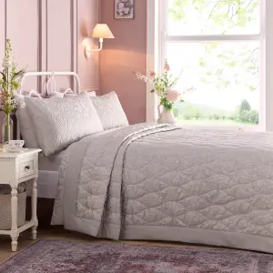 Worcester Woven Jacquard Silver Bedspread