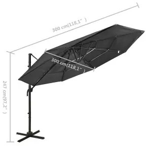 Berkfield 4-Tier Parasol with Aluminium Pole Anthracite 3x3 m