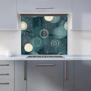 Blue Moon and Sun Premium Glass Kitchen Splashback W600mm x H650mm