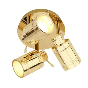 Litecraft Hugo Brass 3 Light Bathroom Ceiling SpotLight Plate