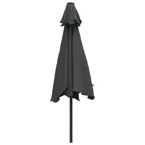 Berkfield Outdoor Parasol with LED Lights and Steel Pole 300cm Anthracite