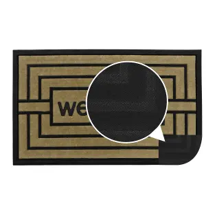 JVL Vienna Rubber Backed Scraper Doormat, 45x75cm, Welcome