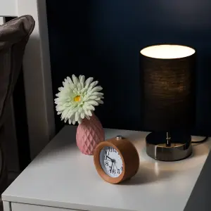 ValueLights Malin Pair of Modern Black Chrome Touch Dimmer Bedside Table Lamps with Black Light Shades