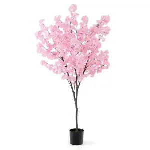 Costway 190cm Tall Artificial Cherry Blossom Tree Faux Floral Plant Indoor Decor