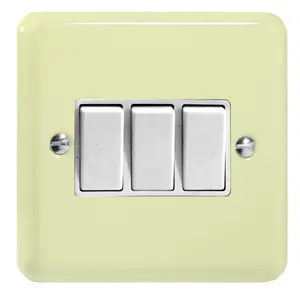 Varilight 3-Gang 10A 1- or 2-Way Rocker Switch White Chocolate