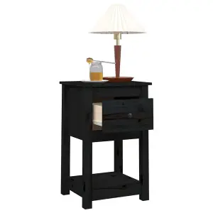 Berkfield Bedside Cabinets 2 pcs Black 40x35x61.5 cm Solid Wood Pine