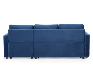 Dorset 3 Seater Pull-Out Reversible Chaise Sofa Bed, Blue Velvet