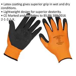 6 PAIRS Foam Latex Work Gloves - Superior Grip Latex Coating - XL - Wet & Dry