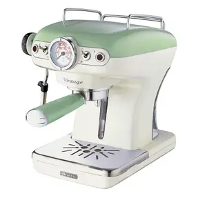 Ariete 1389/14 Vintage Retro Espresso Coffee Machine with Milk Frother, Green