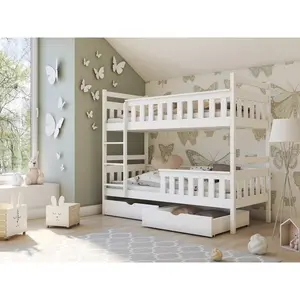 Clemmer Single (3 ') Bunk Bed with Drawers White