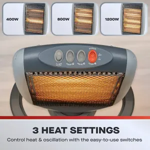 Fine Elements Halogen Heater 1200W Portable Free Standing Radiator White