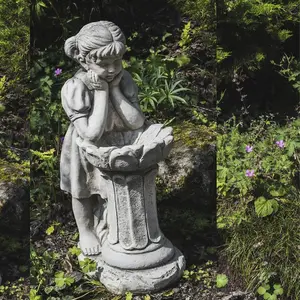 Dreaming Girl Garden Bird Bath