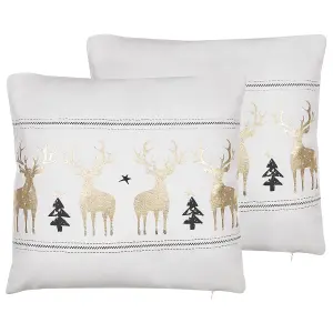 Set of 2 Cushions DONNER Boucle 45 x 45 cm Animal White