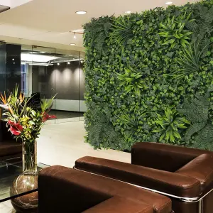 Artificial Plant Wall Panel Decoration Artificial Hedges Panels Leaf Lawn Wall Plant Greenery Panels 100x100 cm