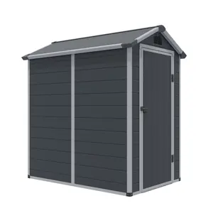 Rowlinson Airevale 4X6 Plastic Apex Shed Dark Grey with Assembly