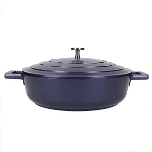 MasterClass Cast Aluminium 28cm Shallow Casserole Dish, Metallic Blue