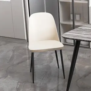 PAIR of Calico cream plastic Aspen duo chairs with black metal legs (PAIR)