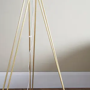 ValueLights Aero Gold Hairpin Design Tripod Floor Lamp with Black Gold Drum Shade