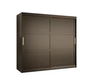 Ramiro I Contemporary 2 Sliding Door Wardrobe 9 Shelves 2 Rails Black Matt (H)2000mm (W)2000mm (D)620mm