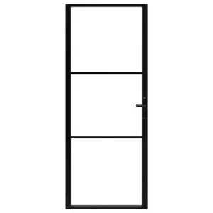 Berkfield Interior Door ESG Glass and Aluminium 83x201.5 cm Black