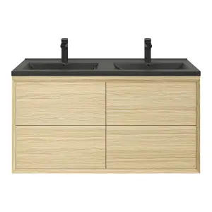 GoodHome Nira Matt Black Rectangular Vanity Basin (W)121.5cm