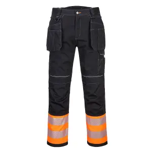 Portwest PW3 Hi-Vis Work Trousers Orange/Black & Knee Pads - 32R