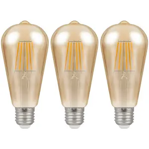 Crompton LED Squirrel Cage ST64 7.5W E27 Dim Filament Extra Warm White Antique Bronze (50W Eqv) (3 Pack)