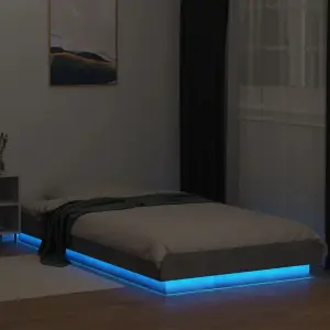 Berkfield Bed Frame with LED Lights without Mattress Concrete Grey 90x200cm