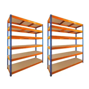 2 Bays of 6 Tier ULTRA HEAVY DUTY Storage Racking 1800h x 1500w x 450d mm 350kg