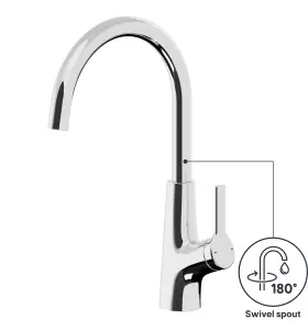 GoodHome Guntur Chrome-plated Kitchen Side lever Sensor Tap