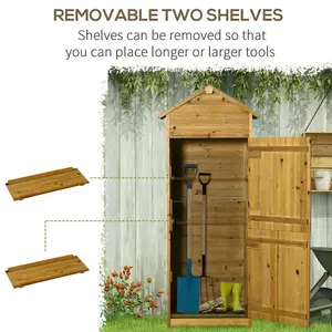 Outsunny Wooden Garden Storage Shed Utility Gardener Cabinet 3 Shelve