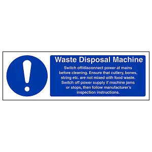 Waste Disposal Machine Catering Sign - Adhesive Vinyl - 300x100mm (x3)