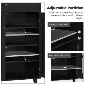 Yaheetech 4 Tier Adjustable Shoe Storage Cabinet - Black