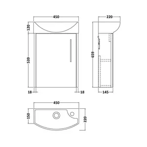 Juno 450mm Free-standing Cloakroom Vanity Light Wood